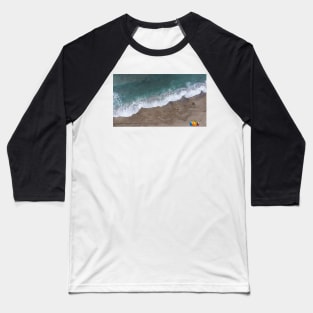 Aerial View Of The Sandy Beach With Ocean Waves Baseball T-Shirt